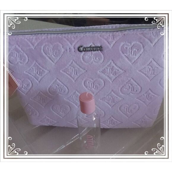 NWT~JUICY COUTURE Lavender Travel/Cosmetics Zipper Bag with Toiletry Bottle - Picture 1 of 4